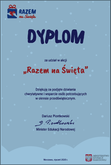 dyplom- podziękowanie